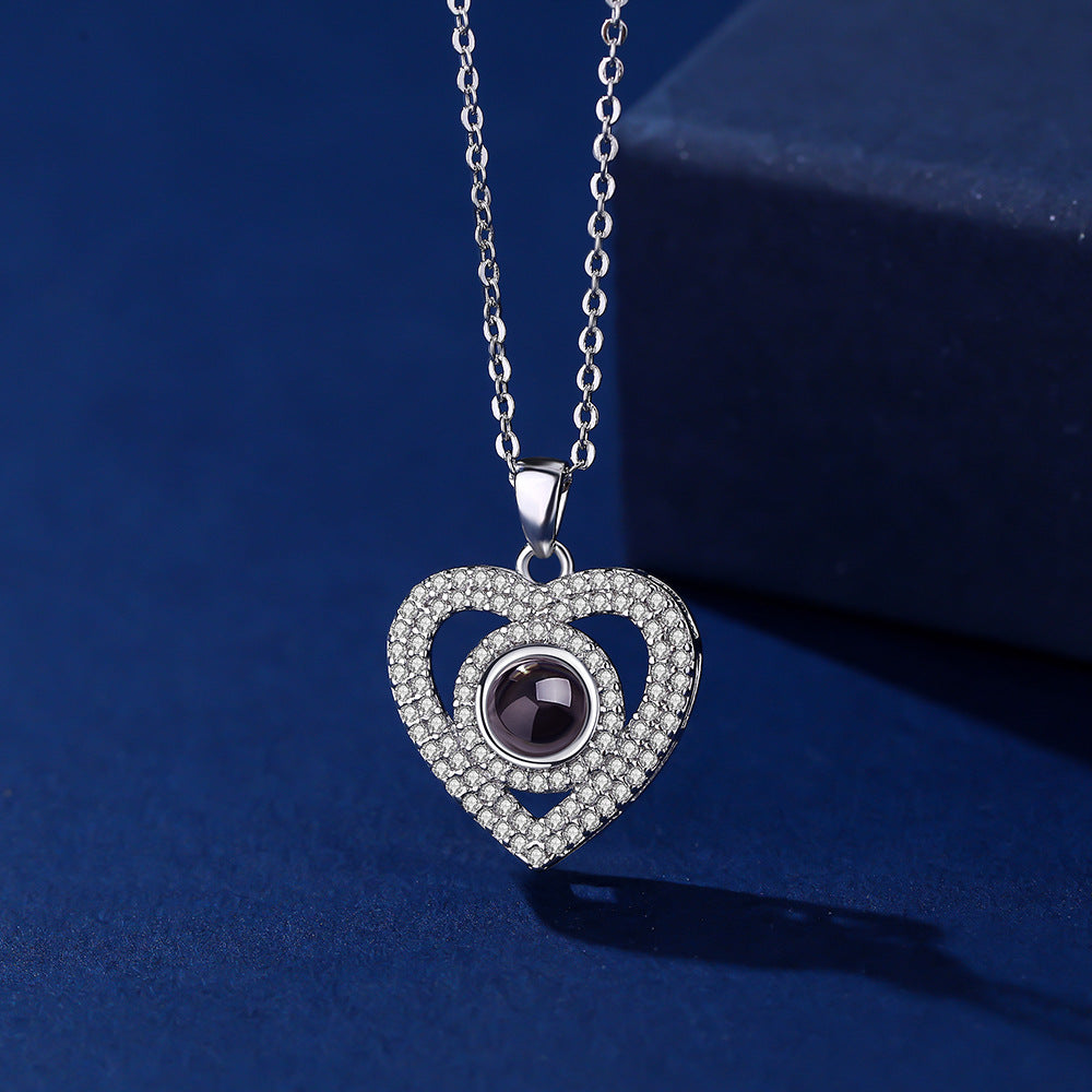 Sparkling Heart Necklace With Photo Inside