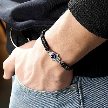 Hamsa Hand Braided Bracelet for Luck and Protection