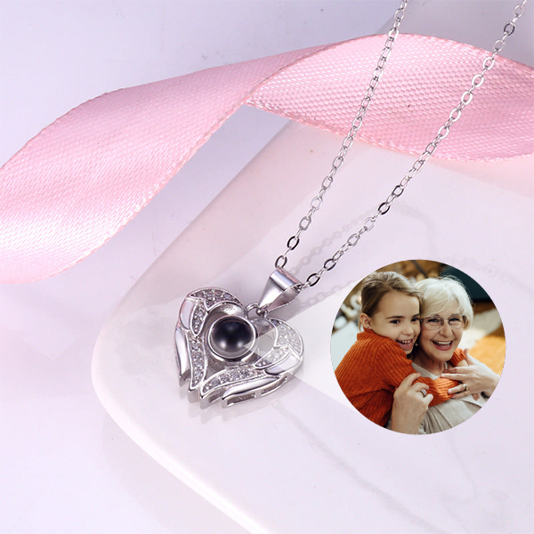 Loving Wings Necklace with Hidden Photo for Memorials