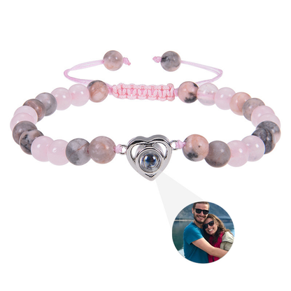 Custom Colorful Stone Beaded Photo Bracelet