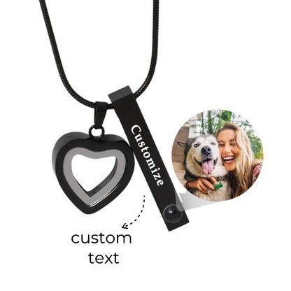 Ash Necklace With Hidden Photo and Custom Text For Memorials