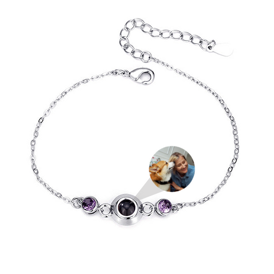 Custom Birthstone Photo Bracelet