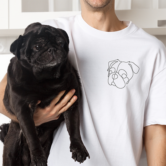 Custom Pet Embroidered Outline T-shirt
