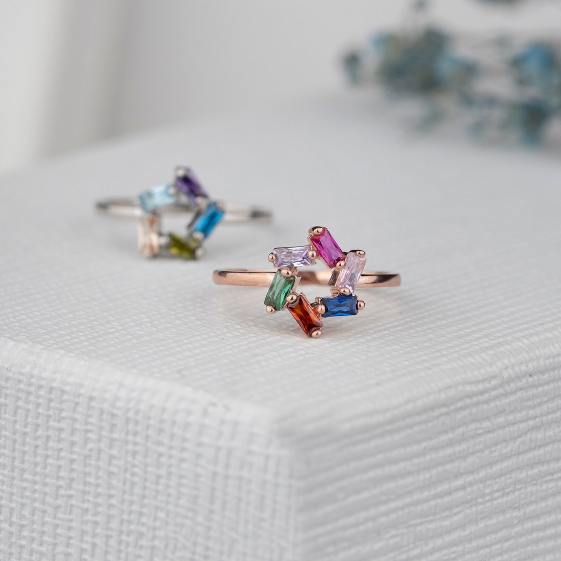 Customizable 3-6 Baguette Birthstone Ring