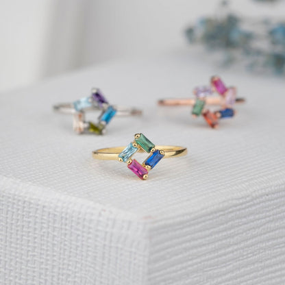 Customizable 3-6 Baguette Birthstone Ring