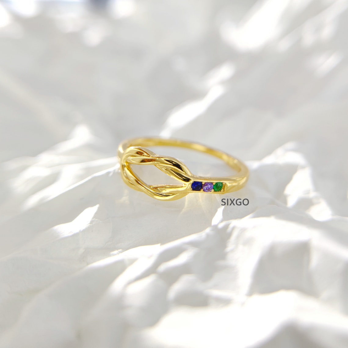 Custom Birthstones XOXO Ring With 1-6 Birthstones