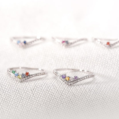 Customizable Chevron Pave Ring with 1-5 Birthstones