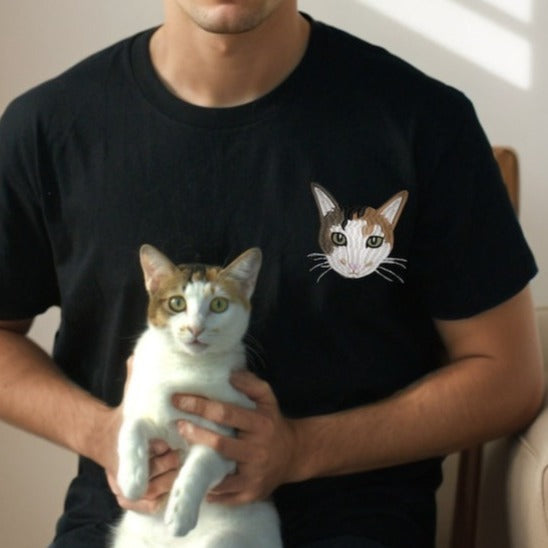 Custom Embroidered Pet Portrait T Shirt