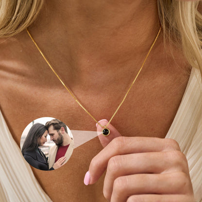 Personalized Photo Necklace with Box Chain, Valentines Gift