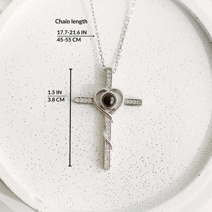 Loving Cross Necklace with Hidden Photo for Memorials