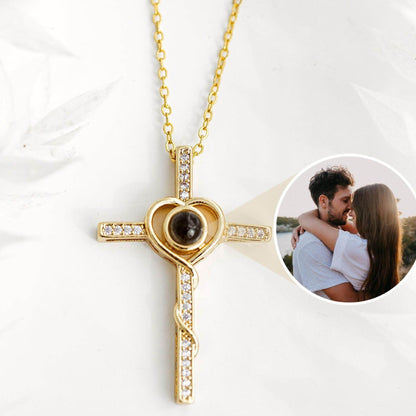 Loving Cross Necklace with Hidden Photo for Memorials