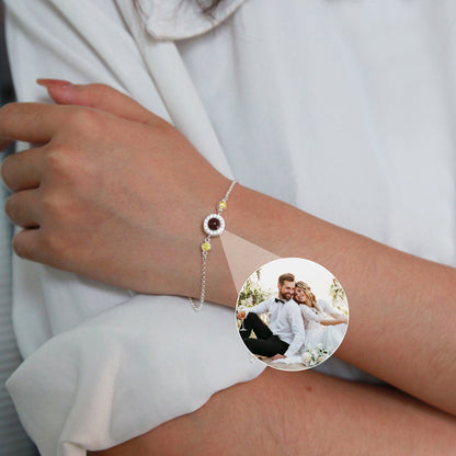 Custom Stacking Bracelet with Birthstone and Hidden Photo