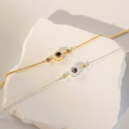 Custom Stacking Bracelet with Birthstone and Hidden Photo