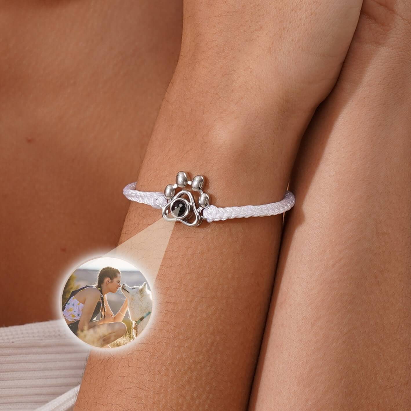 Paw Braided Bracelet with Photo Inside