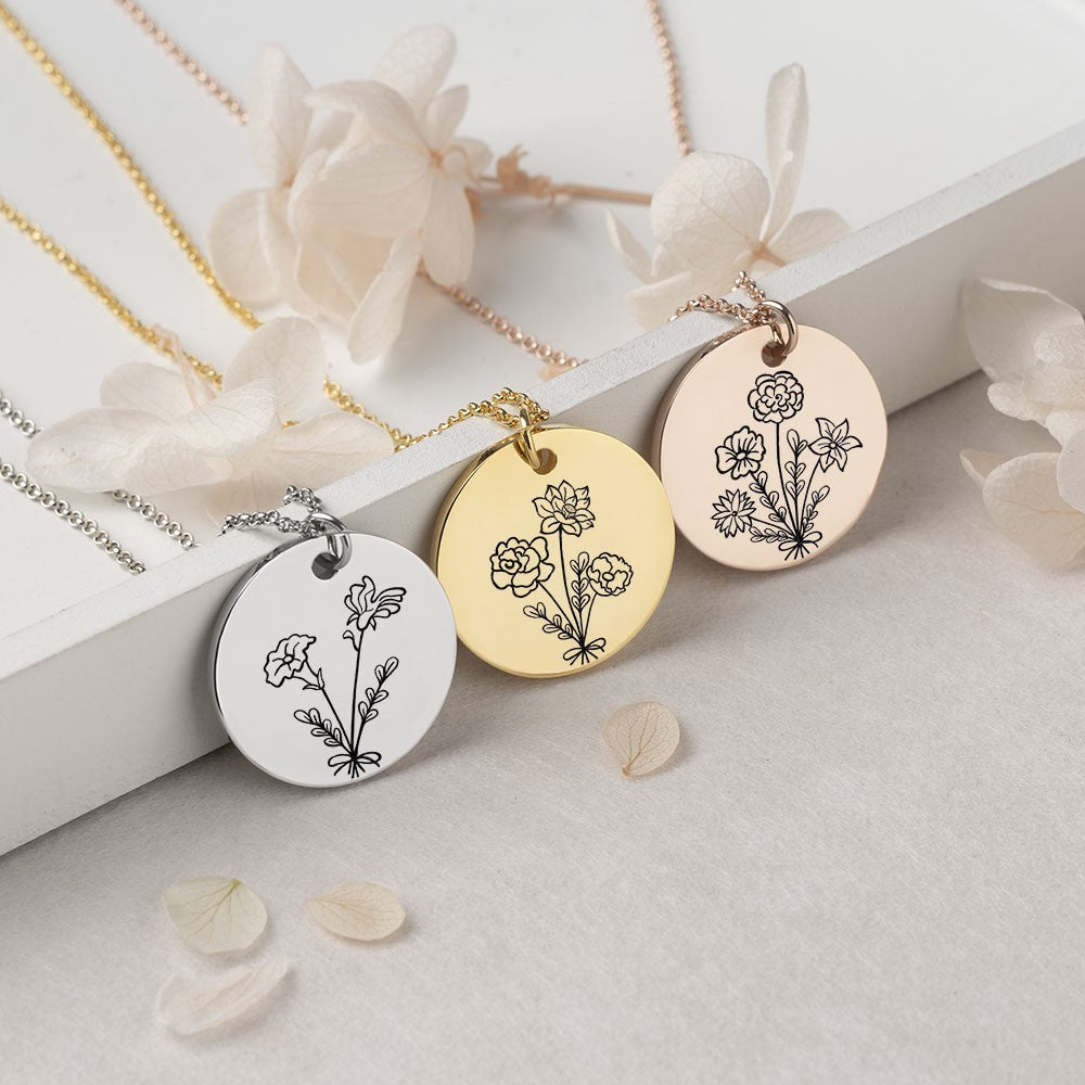 2-5 Birth Flowers Bouquet Necklace