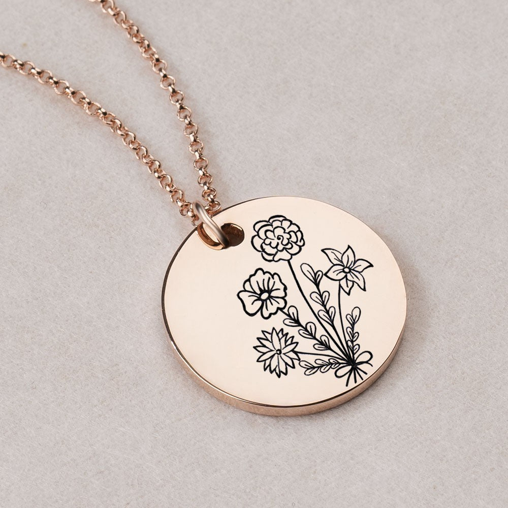 2-5 Birth Flowers Bouquet Necklace