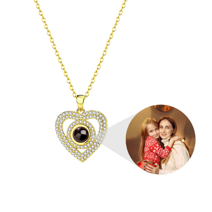 Sparkling Heart Necklace With Photo Inside