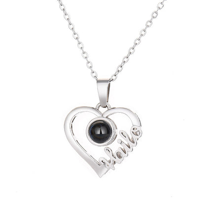 Custom Heart Photo Necklace with Name