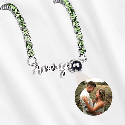 Custom Name and Photo Tennis Necklace