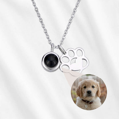 Photo Necklace with Dog and Cat Paw Charms