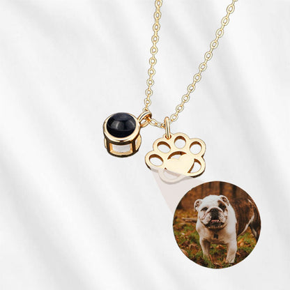 Photo Necklace with Dog and Cat Paw Charms