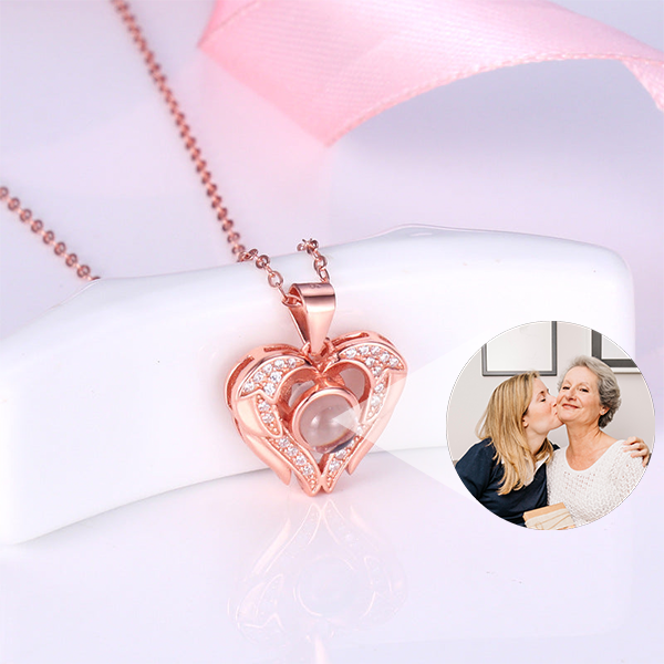 Loving Wings Necklace with Hidden Photo for Memorials