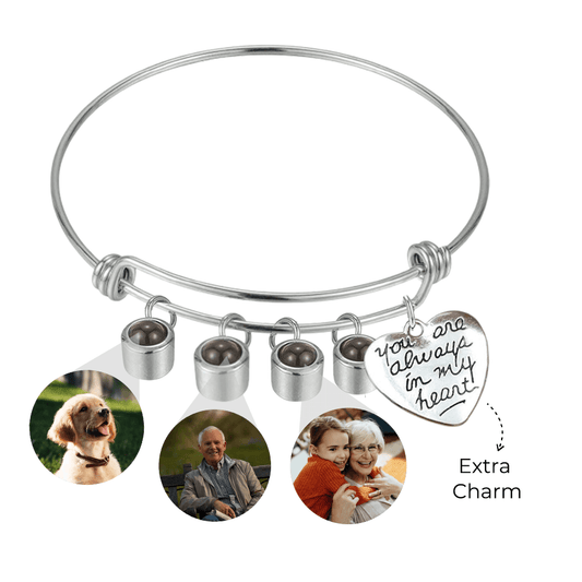 Custom Photo Charm Bangle For Memories