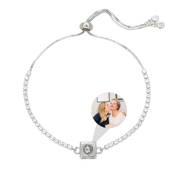 Custom Photo Tennis Bracelet Square Charm